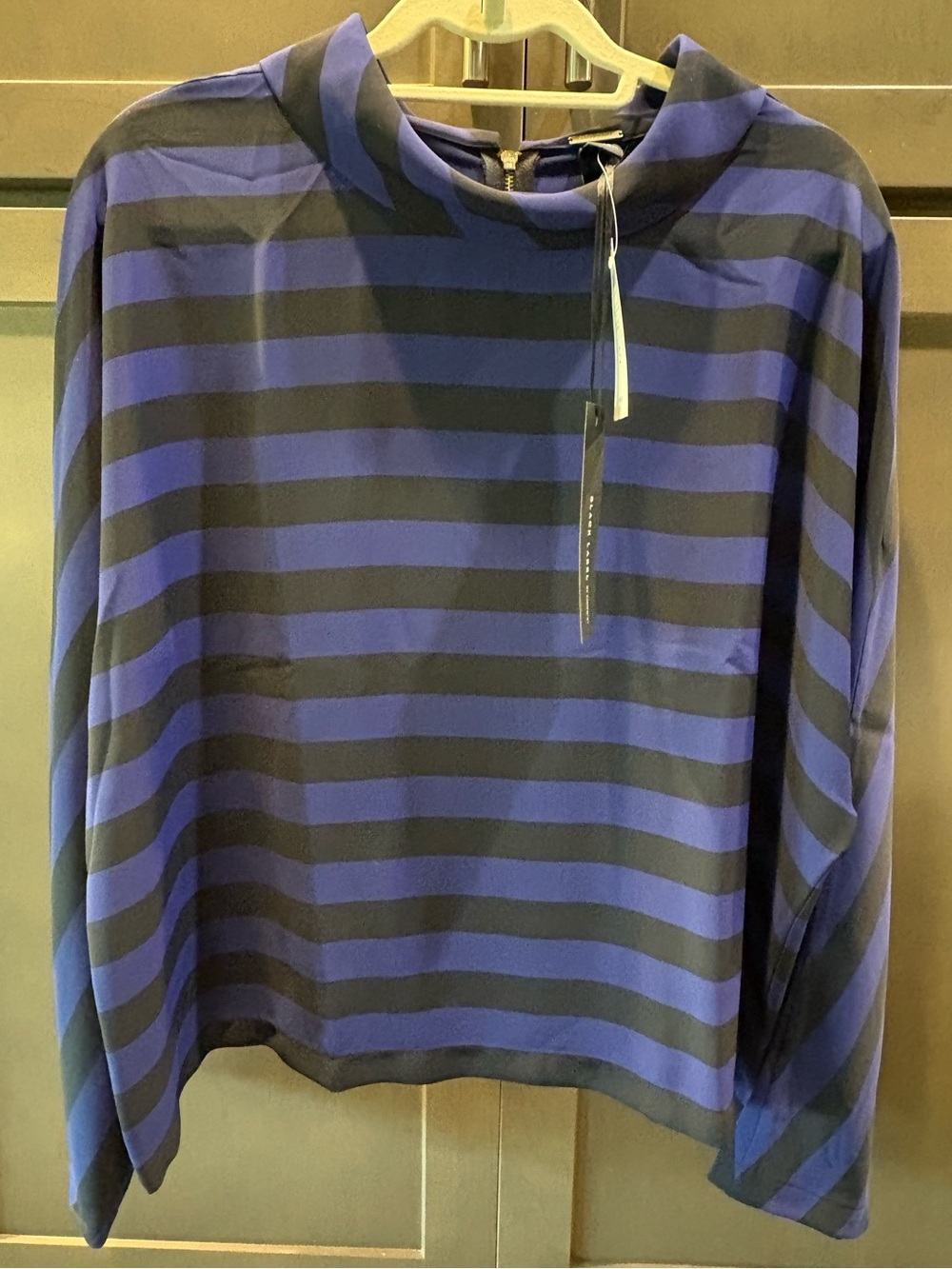 NWT Chico’s Black Label Stripe Long Sleeve Blouse Top, 3/16/XL